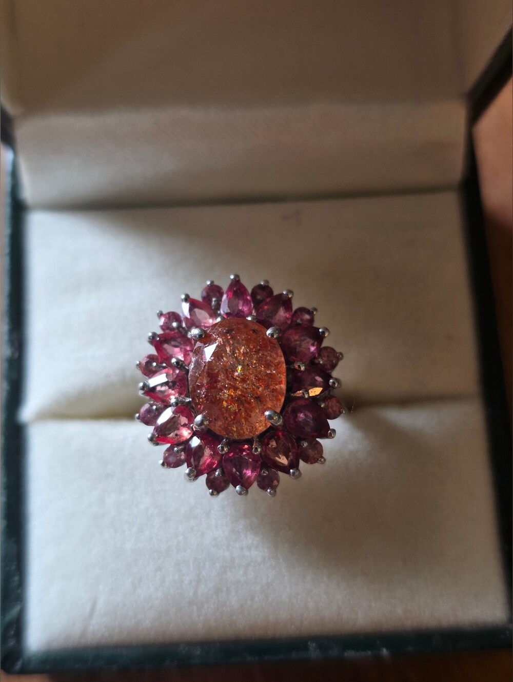 Sterling Silver | Floral Precious Stone Ring | Size 5 | Guc